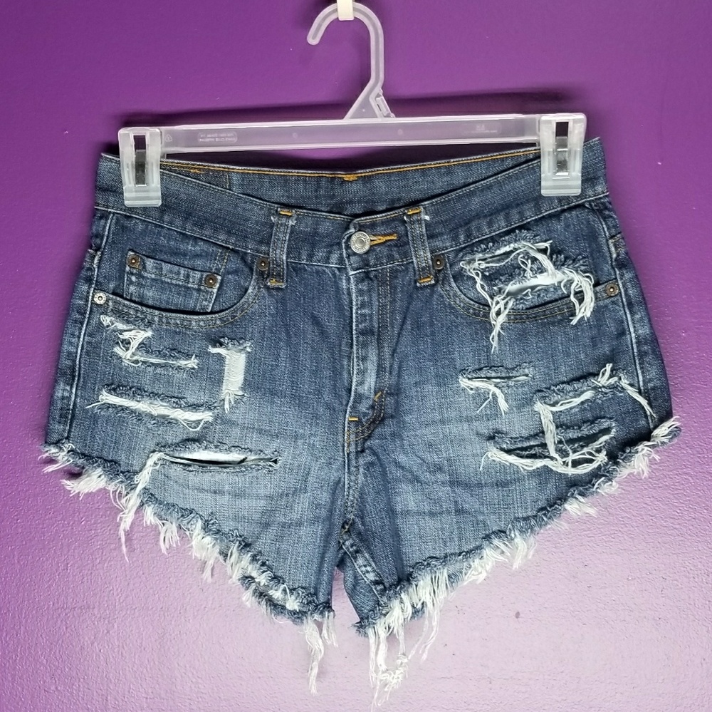 Levis 505 Cheeky Distressed Shorts